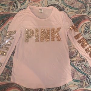 victoria’s secret pink long sleeve sequin tee
